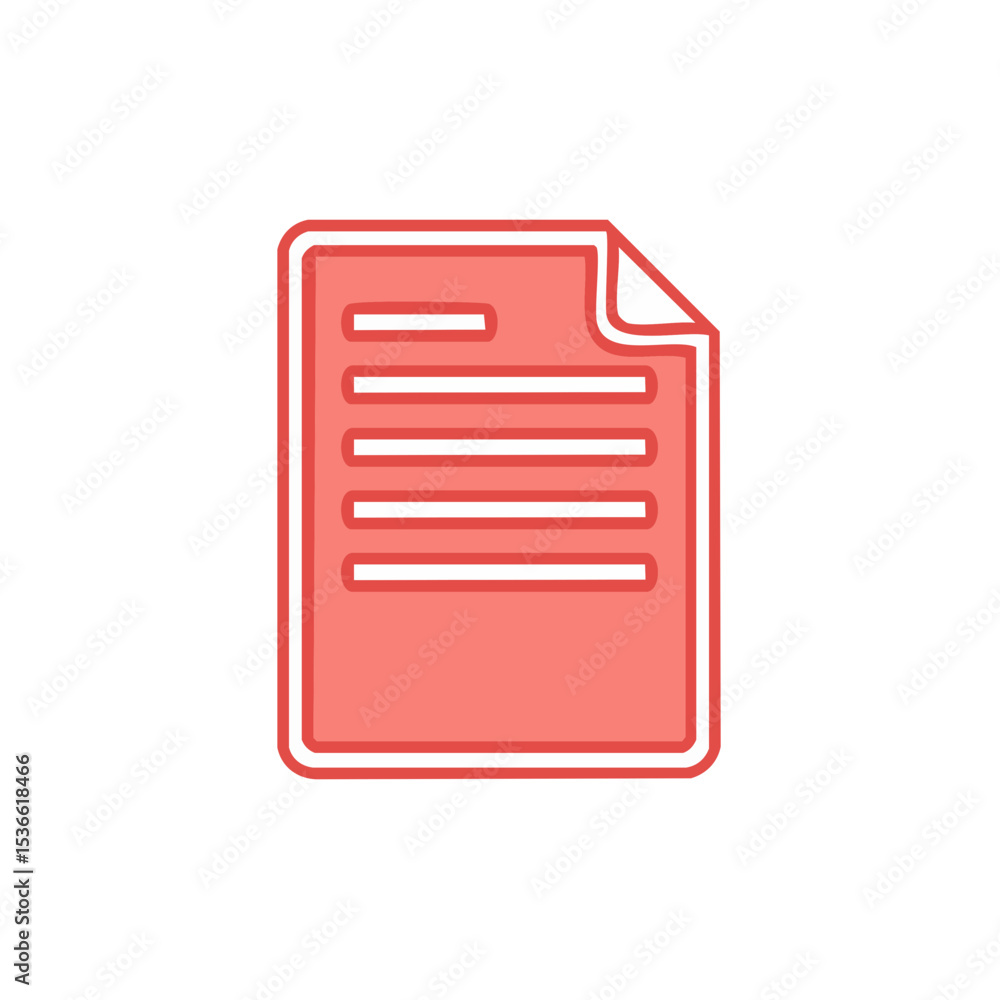 Poster document symbol design with lines for text. a simple icon for files and paperwork in shades of red a
