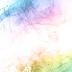 Rainbow coloured alcohol ink background with splatters 