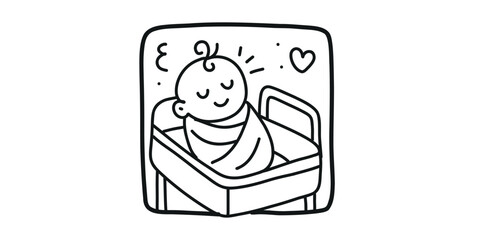 Print swaddled newborn baby,  baby in blanket icon