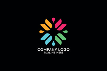 abstract colorful flower logo, abstarct logo of flower with pattels for beauty, fashion industary, 