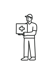 medication delivery service,  medicine courier outline
