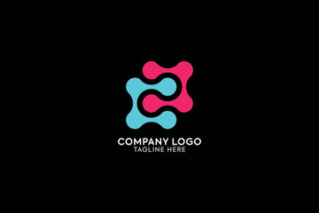 abstract logo design lette c combining into chain tech company logo, letter c+z tech connection colorful logo