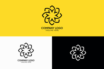 sun flower abstract lineart iconic minimal logo for spa, beauty or ornaments shop, flower icon 