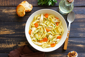 Chicken Noodle Soup. Italian Food. Recipe. Healthy Eating.