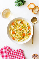 Chicken Noodle Soup. Italian Food. Recipe. Healthy Eating.