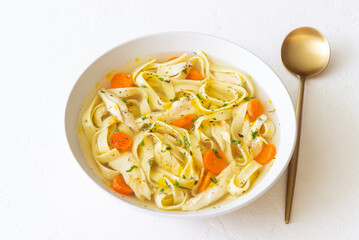 Chicken Noodle Soup. Italian Food. Recipe. Healthy Eating.