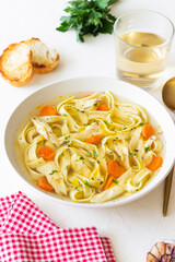 Chicken Noodle Soup. Italian Food. Recipe. Healthy Eating.