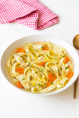 Chicken Noodle Soup. Italian Food. Recipe. Healthy Eating.