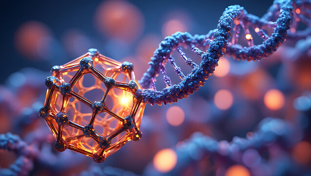 Abstract D N A Strand Molecular Structure Copper Blue Orange