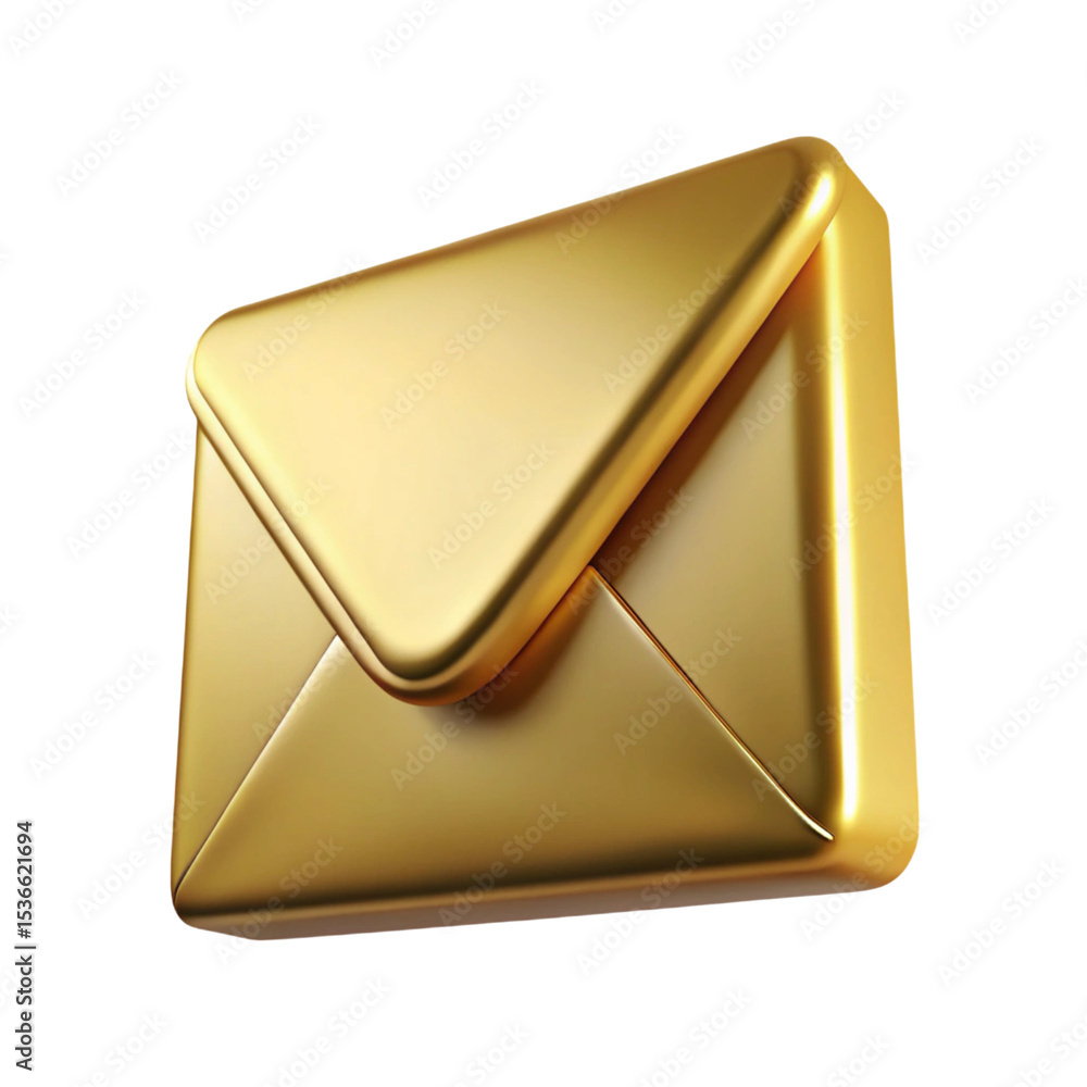 Poster elegant golden envelope symbol against a transparent background representing communication and corre