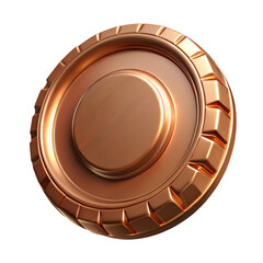 Detailed bronze coin with a metallic surface and intricate design on a black background