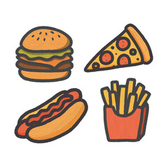 Fast Food Combo Vector Set