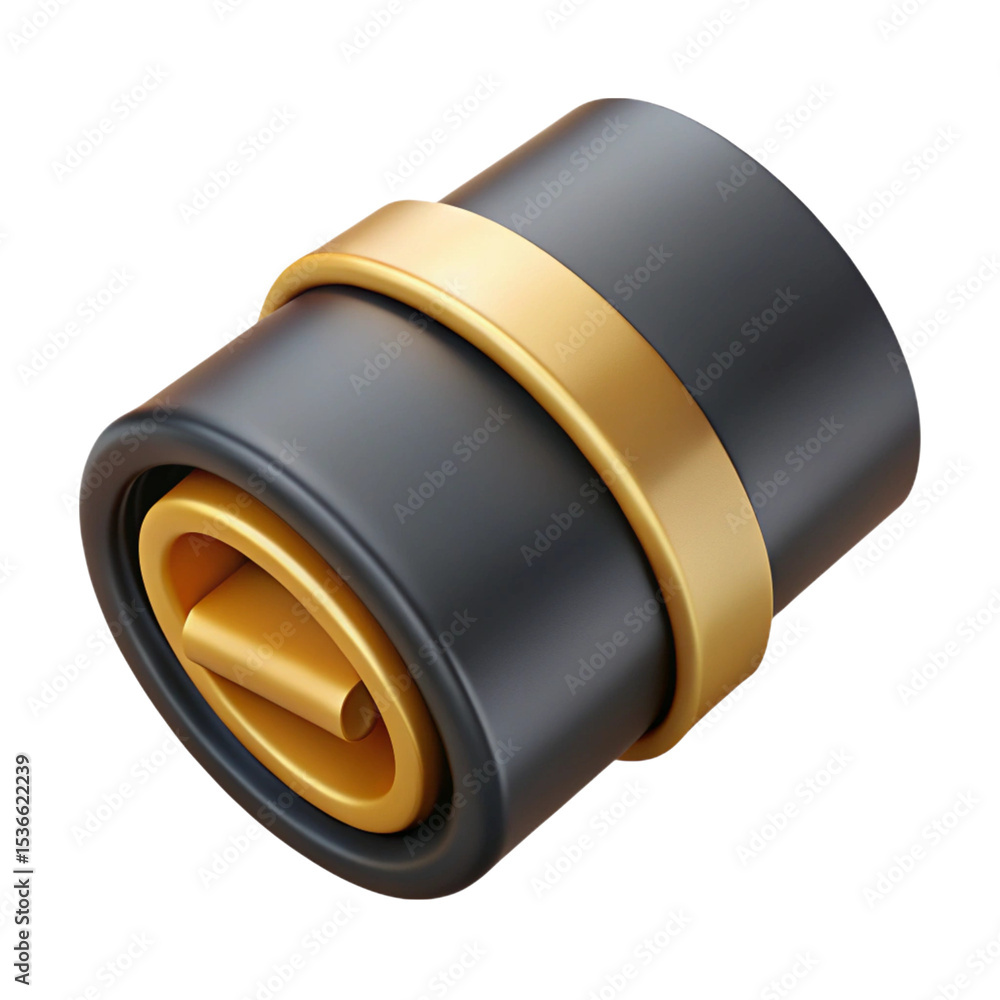 Aufkleber modern 3d render of a usb c port symbol with gold and transparent design