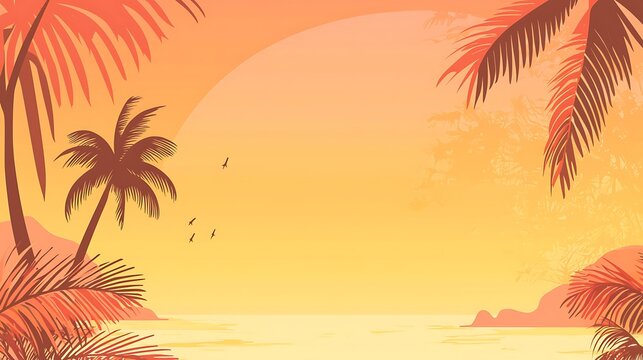 Tropical sunset beach scene - Powered by Adobe