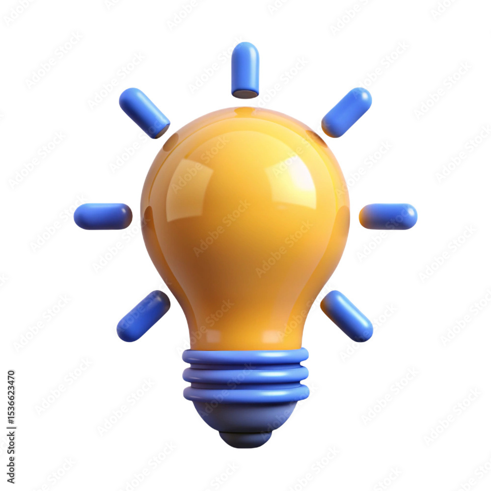 Aufkleber vibrant 3d rendering of a glowing lightbulb representing idea and innovation