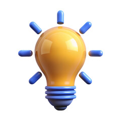 Vibrant 3d rendering of a glowing lightbulb representing idea and innovation