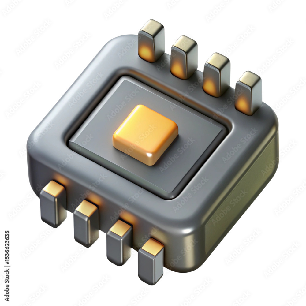 Aufkleber 3d render of a modern computer processor chip on a transparent background