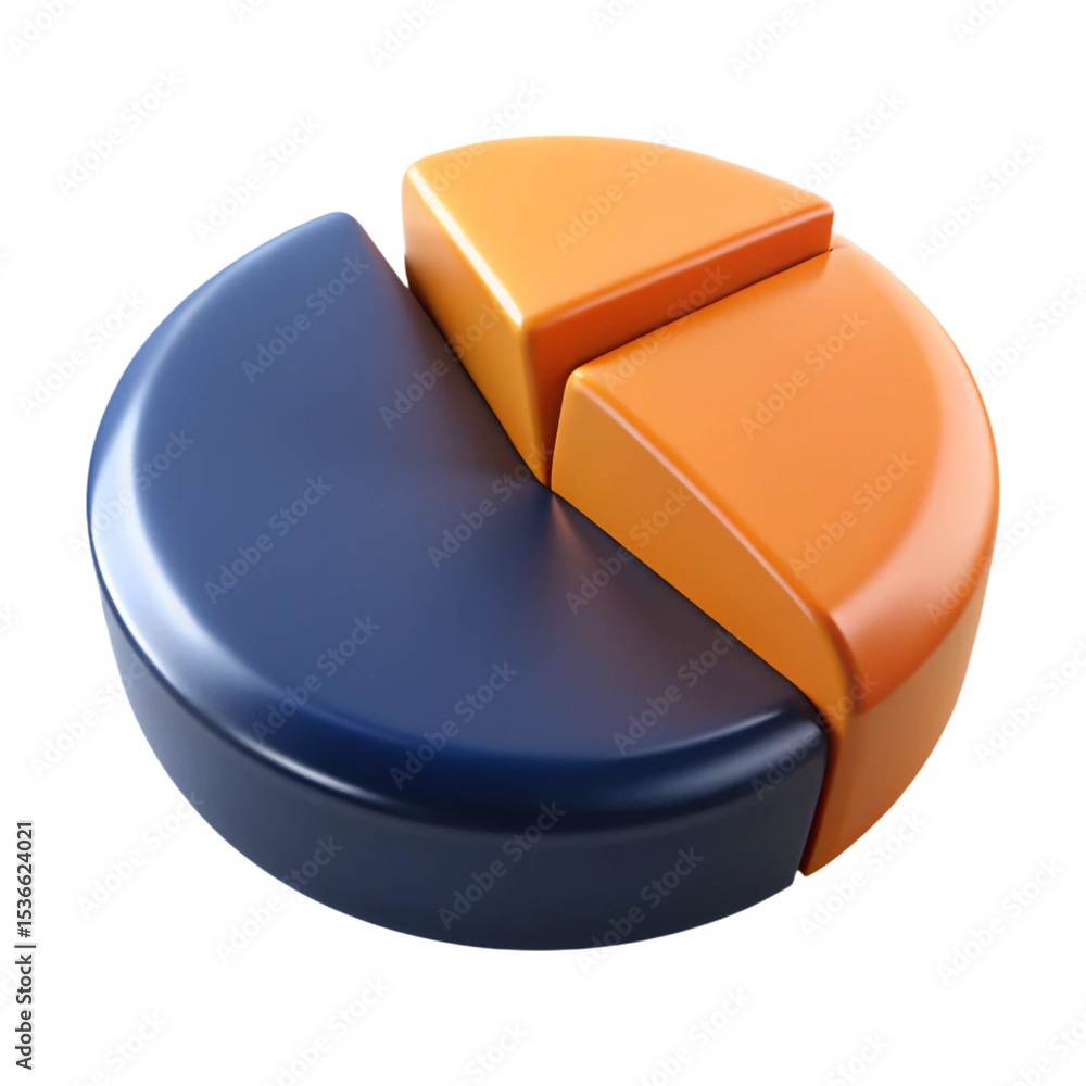 Poster 3d render of pie chart showing data analysis and business strategy concepts