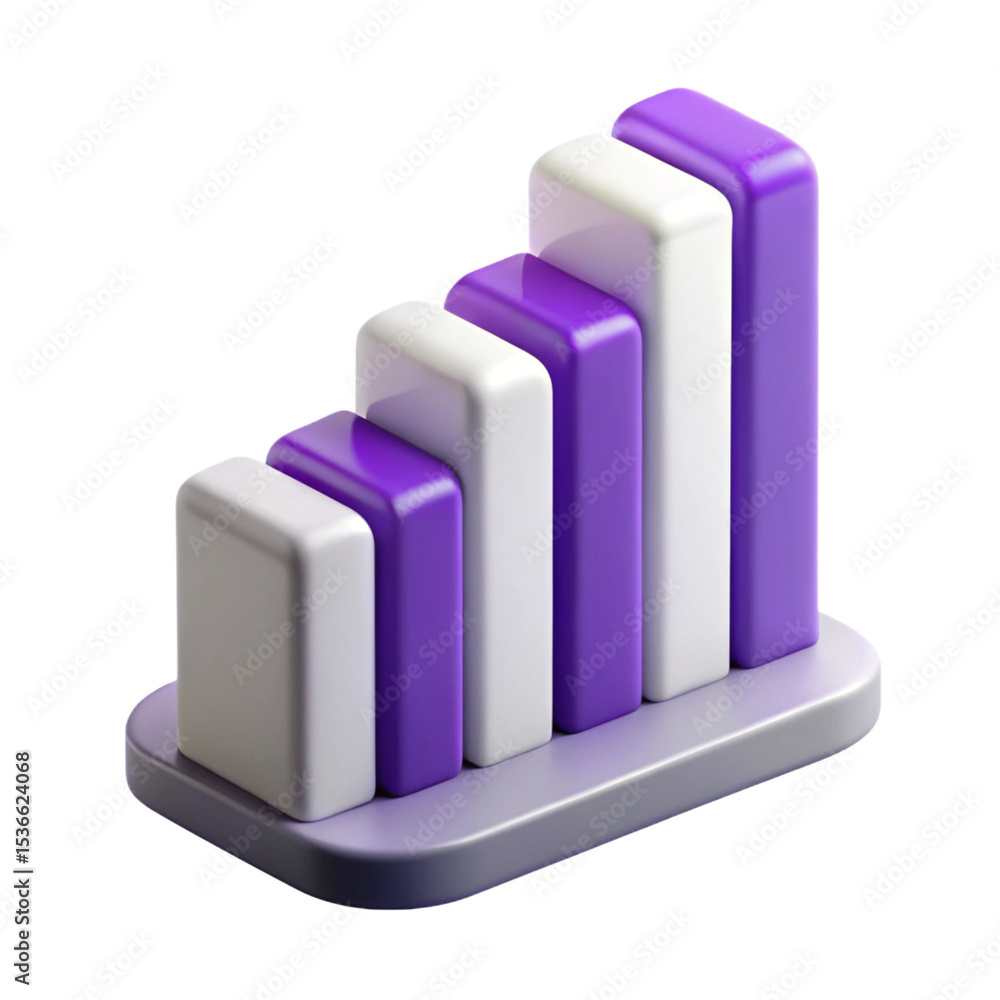 Aufkleber 3d rendered bar graph illustrating data analysis progress on a transparent background