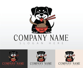 A playful dog mascot designed for a noodle and pasta quick-service restaurant.