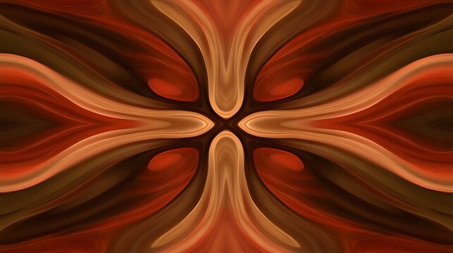 Abstract Swirling Brown and Red Kaleidoscope Pattern - Powered by Adobe