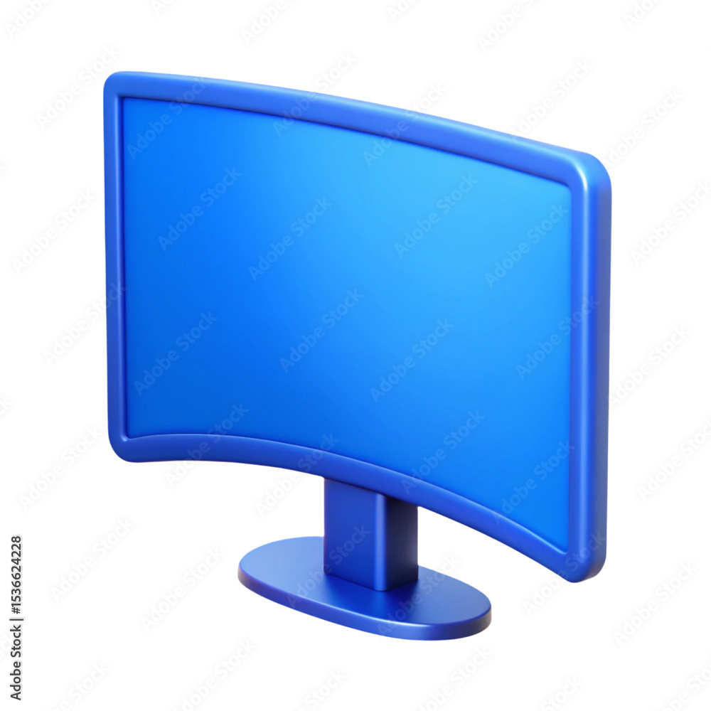 Aufkleber 3d rendered blue curved computer monitor on transparent background for digital displays