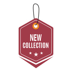 A stylish maroon hexagonal tag with 