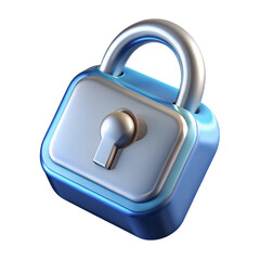 3d rendered illustration of a secure blue and silver padlock on a transparent background