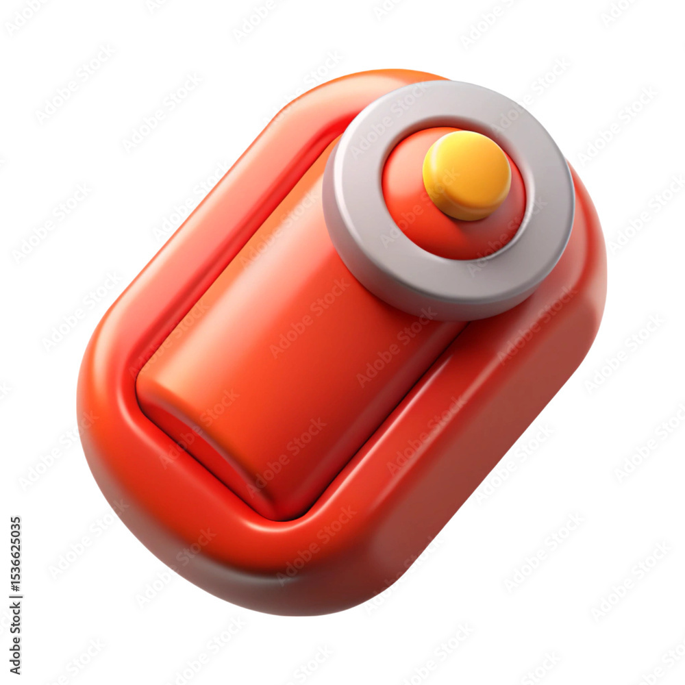 Poster 3d rendered modern stylized red and orange power button design isolated on transparent