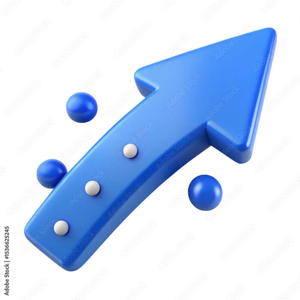 Aufkleber 3d rendered upward arrow with spheres isolated on transparent background for concept design