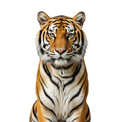 Fototapeta premium Captivating tiger portrait against jet black backdrop creating striking visuals