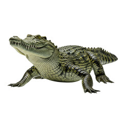 Fototapeta premium Isolated alligator portrait demonstrating unique scale structure on dark backdrop