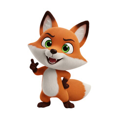 Obraz premium Charming cartoon fox character gesturing approval with a confident expression