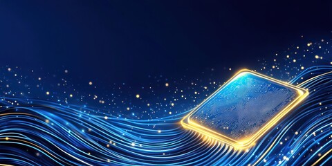 Abstract Digital Microchip Over Flowing Data Streams