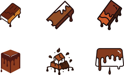 set of brown chocolate icons vector art