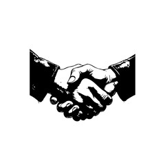 Monochrome handshake illustration symbolizing agreement and collaboration in business