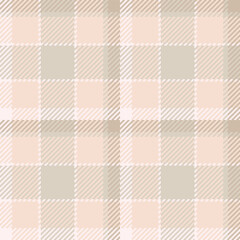 Beige and pink seamless tartan pattern. Classic plaid design ideal for backgrounds, textiles, and crafts. Versatile for fashion or holiday projects.