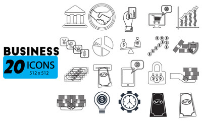 Financial Business and Banking Outline Icons Set