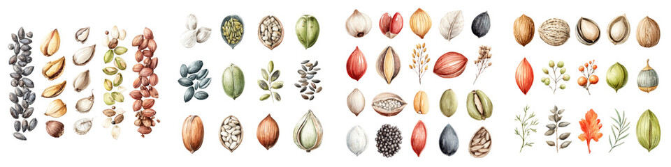 Assortment of various seeds and nuts