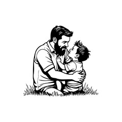 A heartwarming illustration of a father embracing his child with love and tenderness