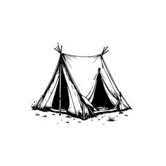 Minimalist Camping Tent Illustration: Outdoor Adventure and Wilderness Recreation