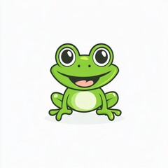 A cheerful cartoon frog sits facing forward