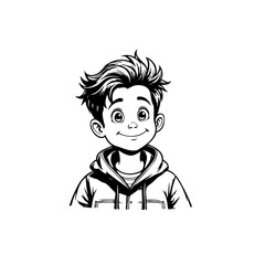 Illustration of a young boy with hoodie, showcasing his cheerful expression and style