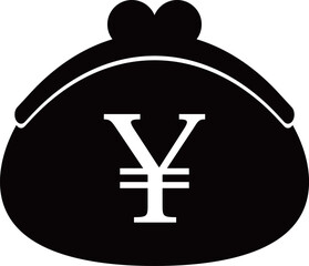 円記号とがま口財布のアイコン　モノトーン