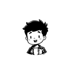 Cute Cartoon Boy Character with Jacket and Smiling Expression Design Vector Illustration