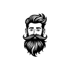 Stylized portrait of a bearded man in monochrome with intricate details and shading