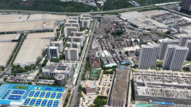 Skyview of BYD Pingshan Shenzhen, a leading new energy vehicle manufacturing base and industrial park, specializing in electric cars, hybrid vehicles and innovative zero emission technology solutions