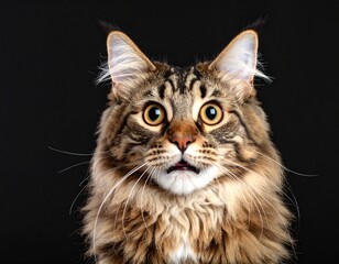 Fototapeta premium surprised cat in black background