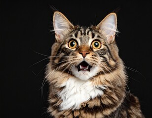 Fototapeta premium surprised cat in black background
