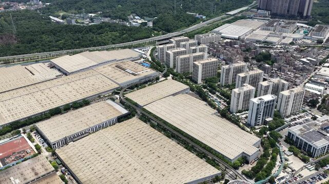 Skyview of BYD Pingshan Shenzhen, a leading new energy vehicle manufacturing base and industrial park, specializing in electric cars, hybrid vehicles and innovative zero emission technology solutions